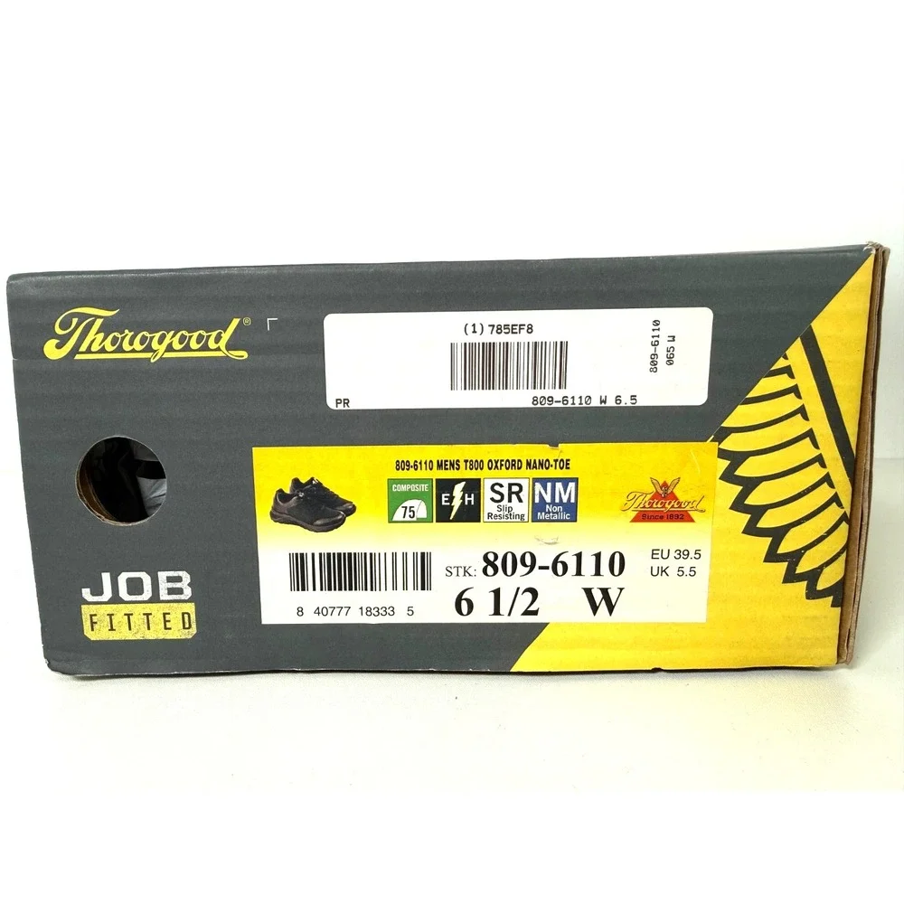 Thorogood T800 Nano-Toe Oxford Work Shoes Black 6.5W Women's NIB